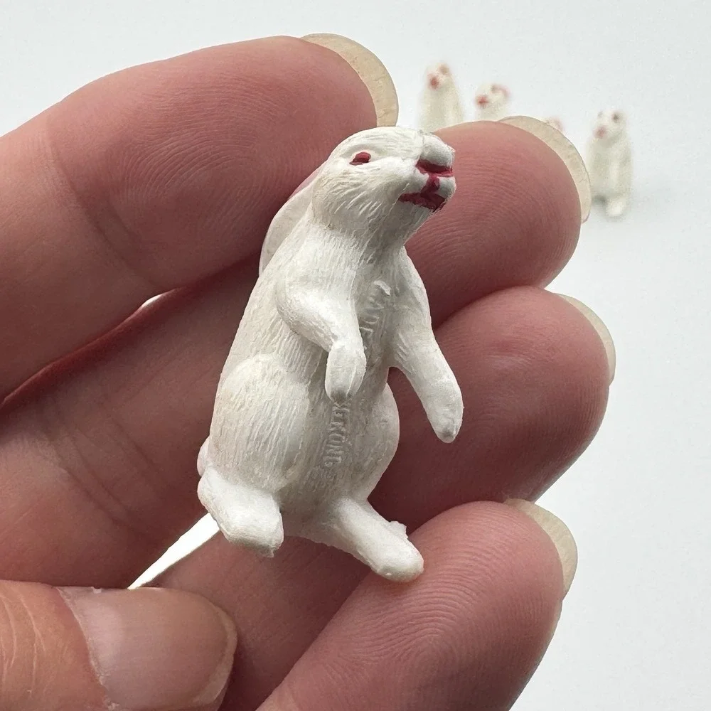 Vintage Hong Kong Plastic Rabbit Figurines Mini Bunny Lot Cake Toppers‎ kitsch